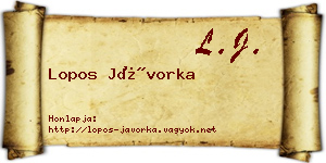 Lopos Jávorka névjegykártya